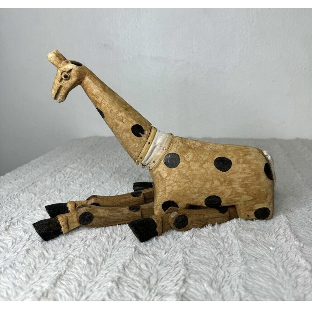 Vintage Wooden Folk Art‎ Giraffe Swinging Shelf Sitter Legs Moving Neck Figure - Picture 3 of 16